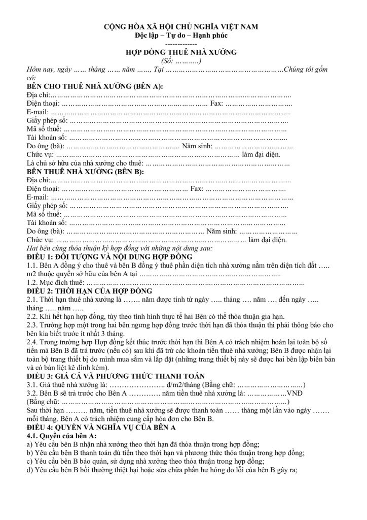 Mẫu hợp đồng thuê kho doanh nghiệp có thể tham khảo (1)